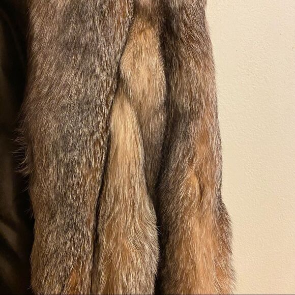 🍄 Crystal Fox Fur Genuine Brown Fur Coat - Picture 11 of 15